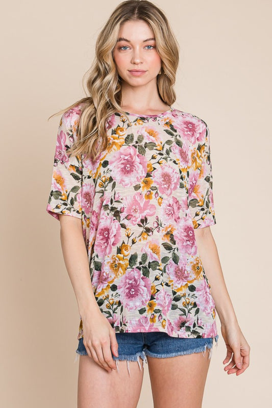 Floral Round Neck T-Shirt | Uneeque Designzz