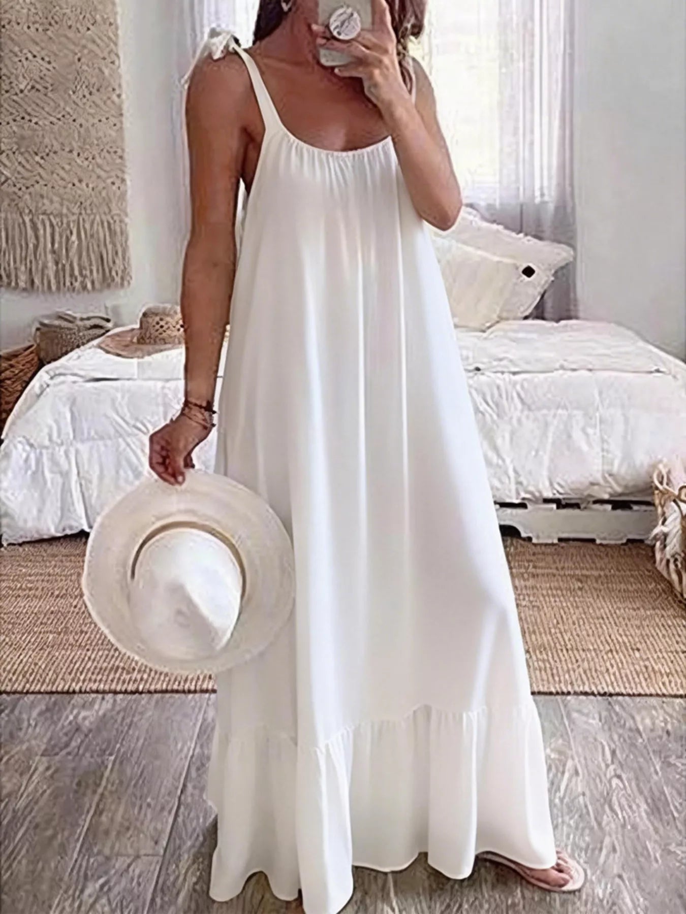 Sleeveless Tie Strap Flowy Maxi Dress by Trendsi