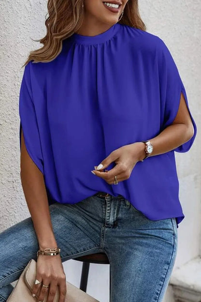 Tie Back Slit Half Sleeve Blouse – Uneeque Designzz