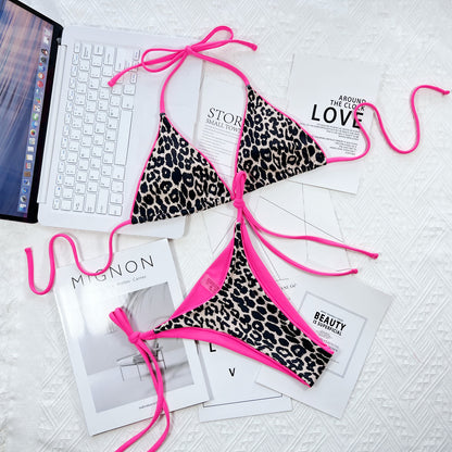 Leopard Print Halter Neck Tie Side Bikini Set – Uneeque Designzz