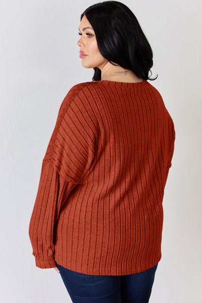 Basic Bae Full Size Ribbed Half Button Long Sleeve T-Shirt – Uneeque Designzz