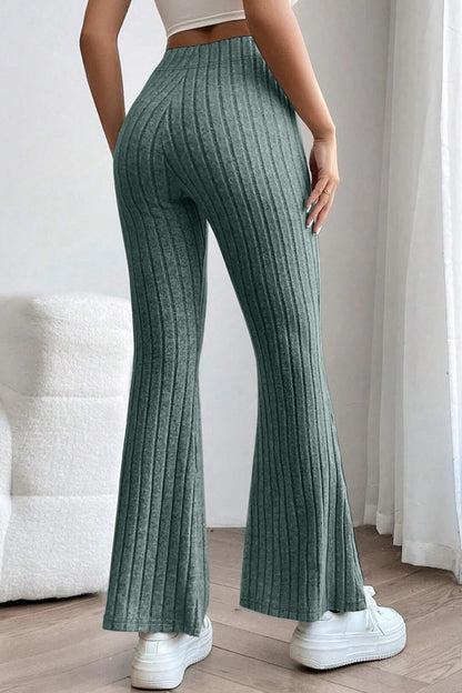 Basic Bae Full Size Ribbed High Waist Flare Pants – Uneeque Designzz