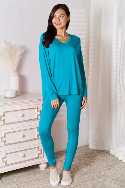 Basic Bae Full Size V-Neck Soft Rayon Long Sleeve Top and Pants Lounge Set – Uneeque Designzz