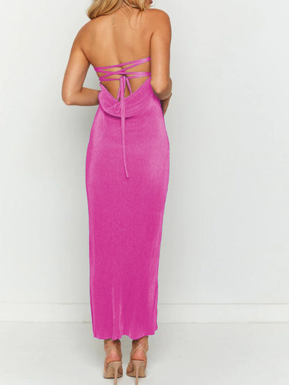 Lace-Up Back Tube Maxi Dress – Uneeque Designzz