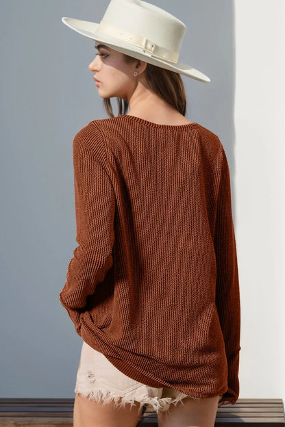 Double Take Full Size Notched Thumbhole Long Sleeve T-Shirt – Uneeque Designzz