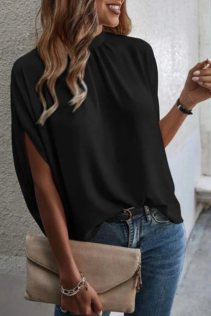 Tie Back Slit Half Sleeve Blouse – Uneeque Designzz