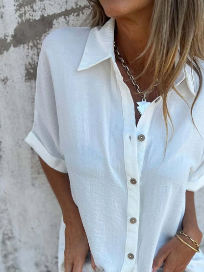 Full Size Collared Neck Half Sleeve Shirt Plus Size – Uneeque Designzz