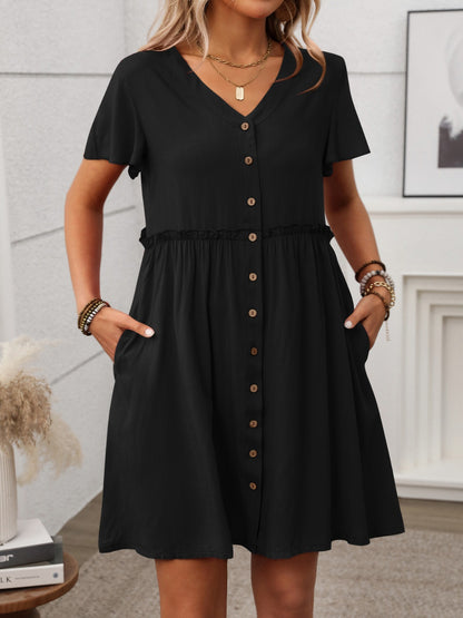 Button Front Flutter Sleeve Dress – Uneeque Designzz