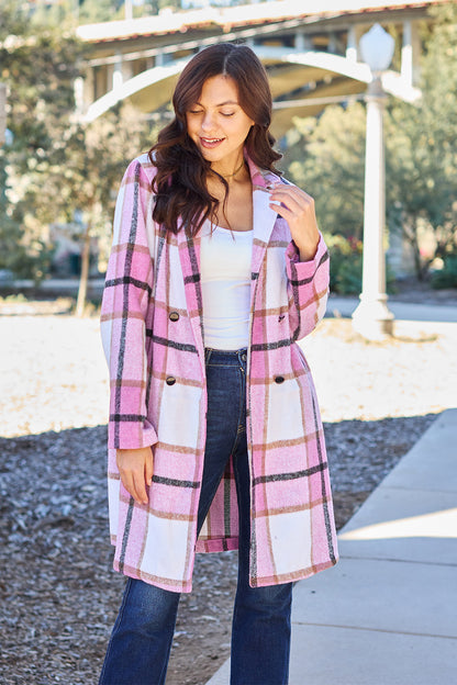 Double Take Full Size Plaid Button-Up Lapel Collar Coat – Uneeque Designzz