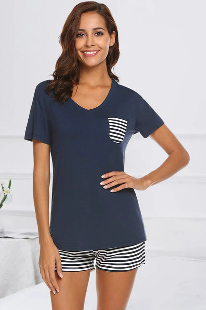 Striped Short Sleeve Top and Shorts Lounge Set – Uneeque Designzz