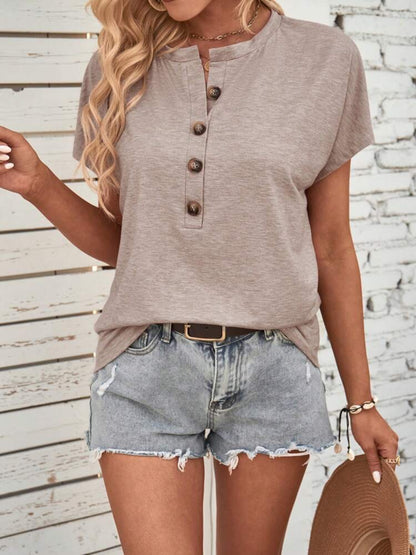 Half Button Short Sleeve Top – Uneeque Designzz