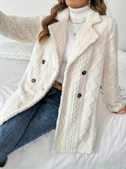 Fleece Double-Breasted Longline Coat – Uneeque Designzz