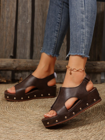 PU Leather Studded Wedge Sandals – Uneeque Designzz