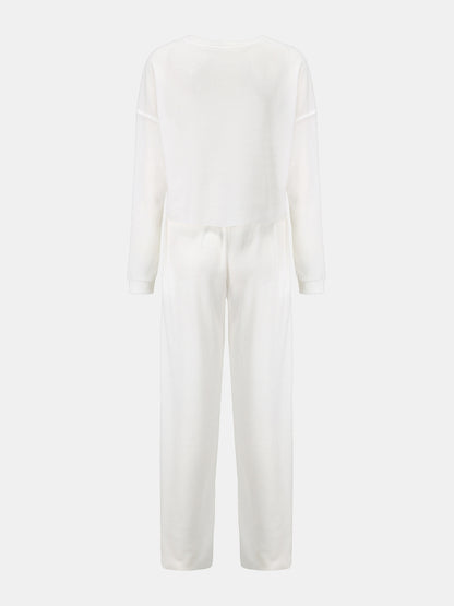 Waffle-Knit Round Neck Top and Pants Set – Uneeque Designzz