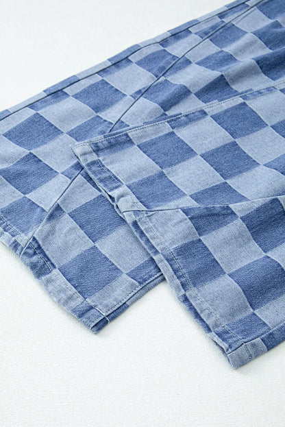 Checkered Wide Leg Jeans with Pockets – Uneeque Designzz