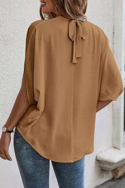Tie Back Slit Half Sleeve Blouse – Uneeque Designzz