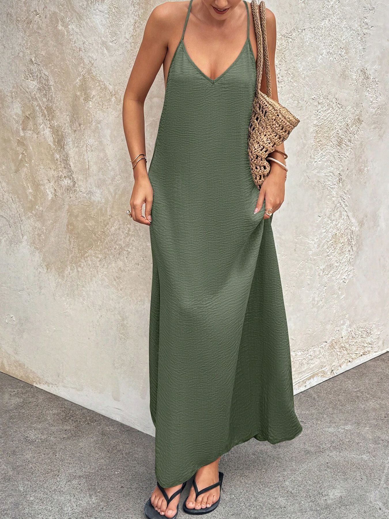 V-Neck Maxi Cami Dress by Trendsi
