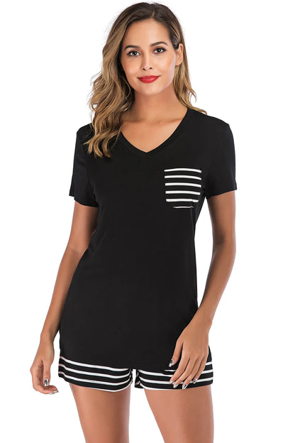 Striped Short Sleeve Top and Shorts Lounge Set – Uneeque Designzz