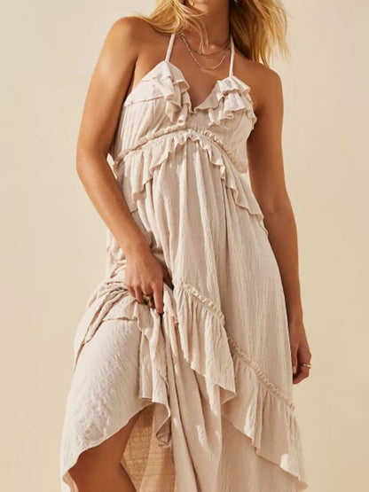 Ruffled Halter Maxi Dress – Flowy & Feminine – Uneeque Designzz
