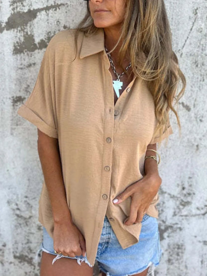 Full Size Collared Neck Half Sleeve Shirt Plus Size – Uneeque Designzz
