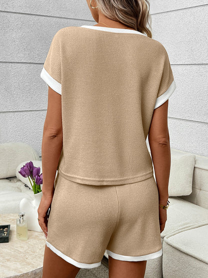 Contrast Trim Short Sleeve Top and Shorts Set – Uneeque Designzz