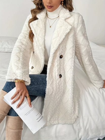 Fleece Double-Breasted Longline Coat – Uneeque Designzz