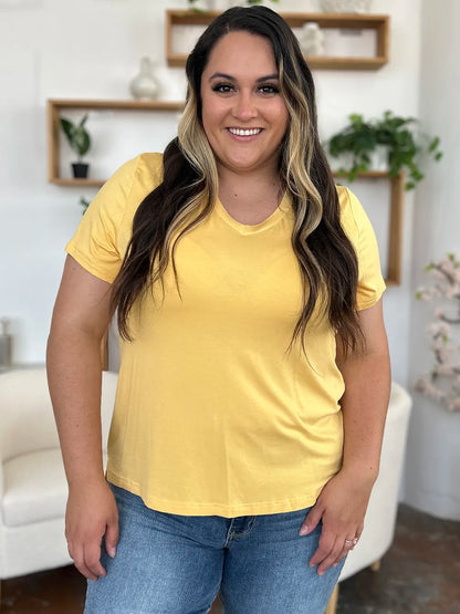 Basic Bae Bamboo Full Size V-Neck High-Low T-Shirt – Uneeque Designzz