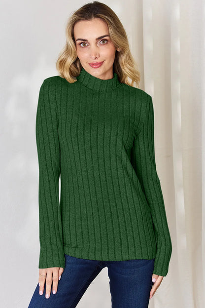 Basic Bae Full Size Ribbed Mock Neck Long Sleeve T-Shirt – Uneeque Designzz