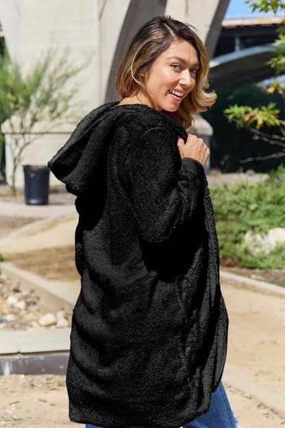 Double Take Full Size Hooded Teddy Bear Jacket with Thumbholes – Uneeque Designzz