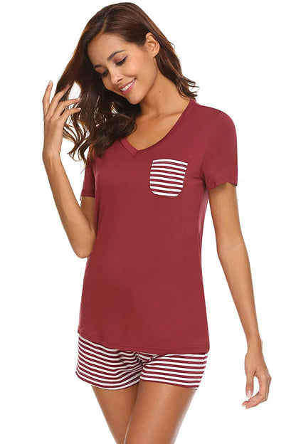 Striped Short Sleeve Top and Shorts Lounge Set – Uneeque Designzz