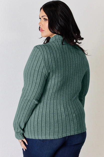 Basic Bae Full Size Ribbed Mock Neck Long Sleeve T-Shirt – Uneeque Designzz