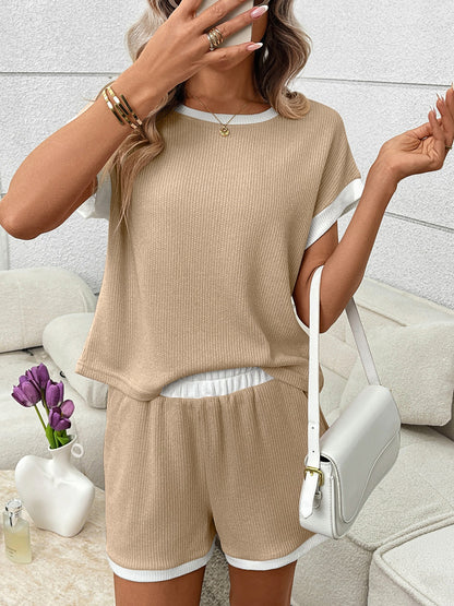 Contrast Trim Short Sleeve Top and Shorts Set – Uneeque Designzz