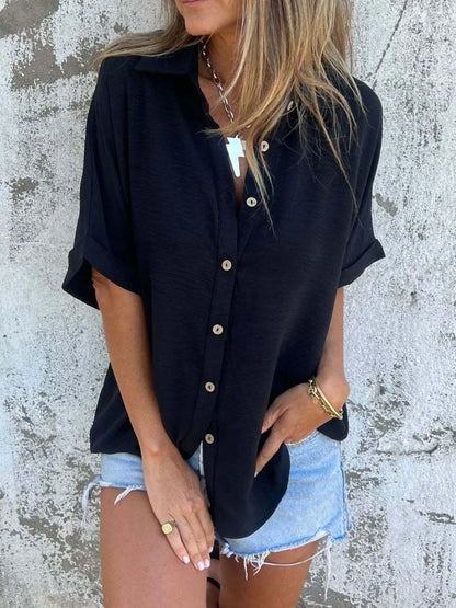 Full Size Collared Neck Half Sleeve Shirt Plus Size – Uneeque Designzz