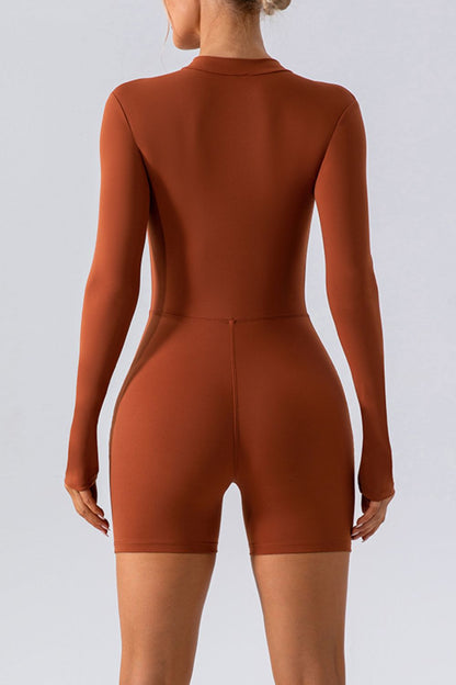 Half Zip Long Sleeve Active Romper – Uneeque Designzz