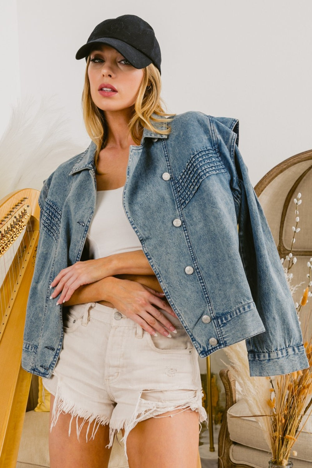 Button Up Denim Jacket - Classic & Versatile | Uneeque Designzz