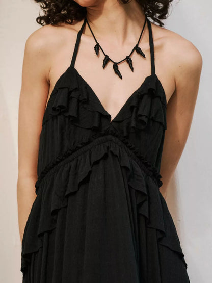 Ruffled Halter Maxi Dress – Flowy & Feminine – Uneeque Designzz