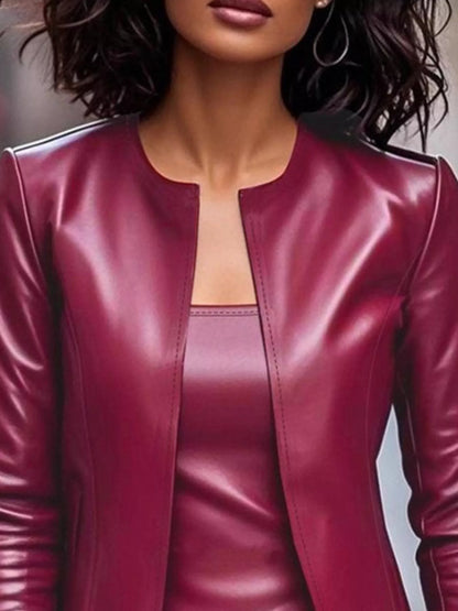 Open-Front Leather Jacket & Dress Set – Uneeque Designzz