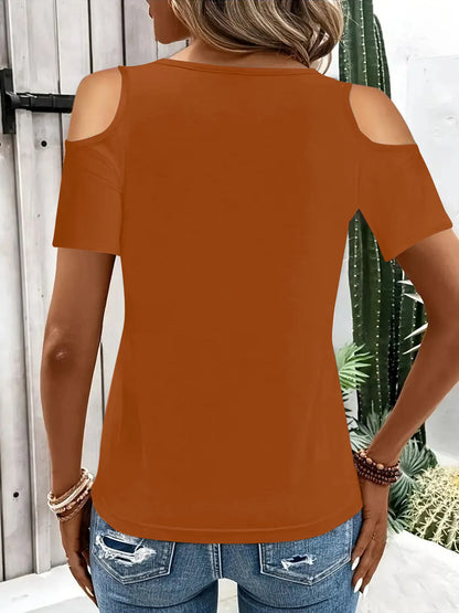 Cold Shoulder T-Shirt with Metal Ring Detail – Uneeque Designzz