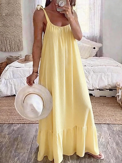 Sleeveless Tie Strap Flowy Maxi Dress Casual Everyday – Uneeque Designzz