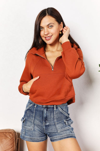 Double Take Half-Zip Long Sleeve Hoodie – Uneeque Designzz