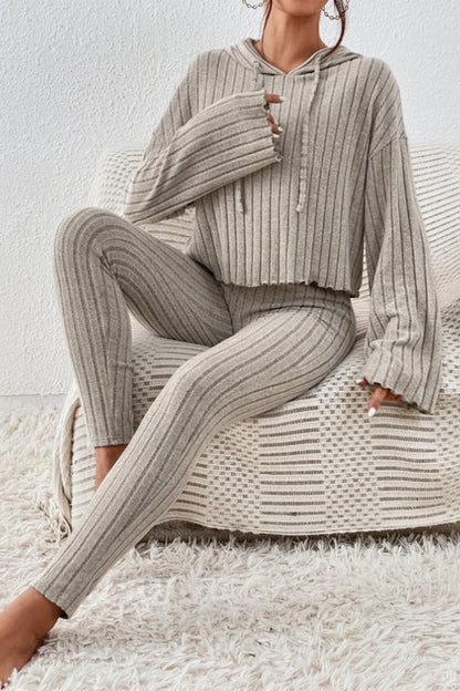 Lettuce Hem Dropped Shoulder Hooded Top and Pants Set – Uneeque Designzz