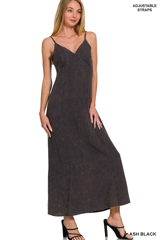 Zenana Mineral Washed Rayon Challis Cami Dress by Trendsi