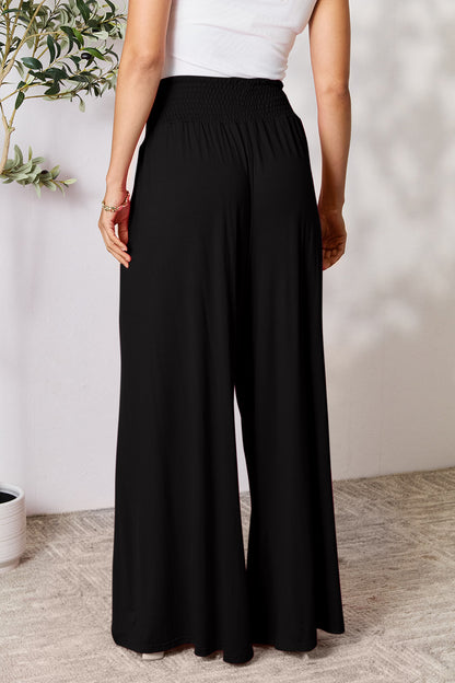 Double Take Full Size Smocked Wide Waistband Wide Leg Pants – Uneeque Designzz