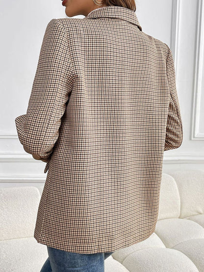 Perfee Plaid Lapel Collar Long Sleeve Blazer – Uneeque Designzz
