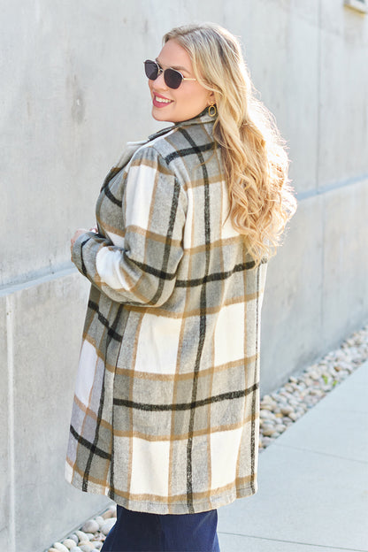 Double Take Full Size Plaid Button-Up Lapel Collar Coat – Uneeque Designzz