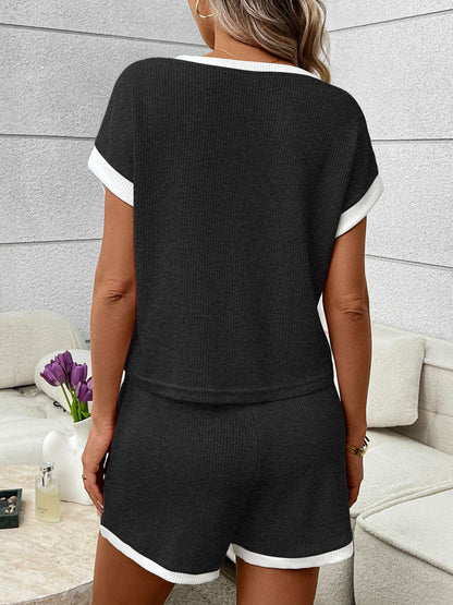 Contrast Trim Short Sleeve Top and Shorts Set – Uneeque Designzz