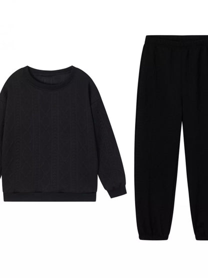 Texture Round Neck Top and Pants Set – Uneeque Designzz