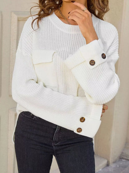 Pocket Detail Round Neck Sweater – Uneeque Designzz