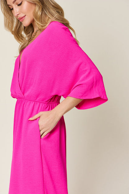 Double Take Full Size Surplice Wide Leg Jumpsuit with Pockets – Uneeque Designzz