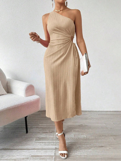 Side Slit Cutout Single Shoulder Dress – Uneeque Designzz